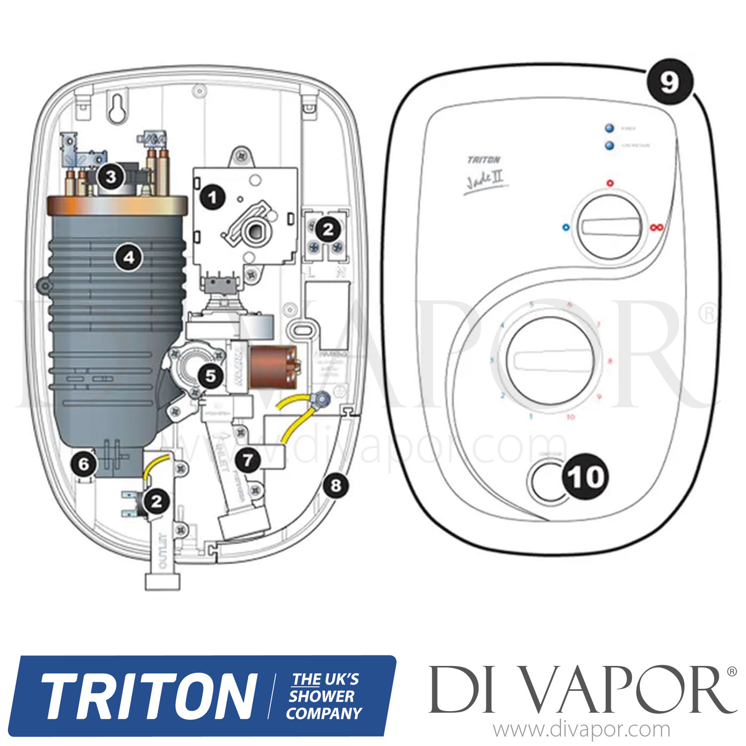 Triton Jade 2 Electric Shower Spare Parts TR DV 150